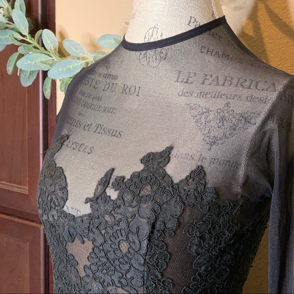 Tadashi ~ Vintage Black Lace and Tulle Dress - Picture 4 of 12